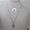 COLLANA DA DONNA CON CIONDOLO GOCCIA IN ORO BIANCO 18KT ZIRCONI 5,65 GR. (0870)