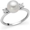 MILUNA ANELLO ORO BIANCO 18KT PERLE NATURALI E DIAMANTI DONNA PLI1663 NUOVO