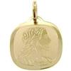 CIONDOLO MEDAGLIA IN ORO GIALLO 18K, VOLTO DI CRISTO, QUADRATO, LUNGHEZZA 15 MM