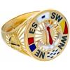 ANELLO A FASCIA ORO GIALLO 18K, UOMO, ANCORA, BANDIERE SMALTATE, SEGNI CARDINALI