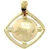 CIONDOLO MEDAGLIA IN ORO GIALLO 750 18K, QUADRATA, ANGELO CUSTODE, 19 MM
