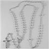 COLLANA ROSARIO ORO BIANCO 750 18K MEDAGLIA MIRACOLOSA CROCE 52 CM MADE IN ITALY