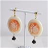 ORECCHINI ORO GIALLO 18 KT CAMMEI FARFALLE OSSO E ONICE OGHT 0798