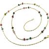COLLANA LUNGA ORO GIALLO 18K, MAGLIA ROLO E CUBI CON TORMALINA E OVALI LAVORATI