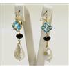 ORECCHINI IN ORO GIALLO 18Kt CON PERLE BAROCCHE TOPAZIO E ONICE OGHT 090