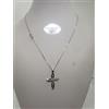 COLLANA DA DONNA CON CROCE IN ORO BIANCO 18KT 750 CON ZIRCONI 4 GRAMMI (3839)