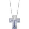 Damiani Collana Damiani Belle Epoque 20087030 Cross Oro Diamanti zaffiri Blu Croce
