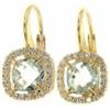 ORECCHINI ORO GIALLO 18K, PENDENTI, QUADRATI CON TOPAZIO E CUBIC ZIRCONIA, 17MM