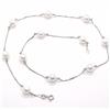 COLLANA ORO BIANCO 18K, PERLE BIANCHE 7.5 MM, AKOYA GIAPPONESI, CATENA VENETA