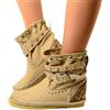KikkiLine Calzature Indianini Bassi in Pelle Beige con Fibbie Originali KikkiLine