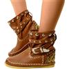 KikkiLine Calzature Indianini Bassi in Pelle Cuoio con Fibbie Originali KikkiLine