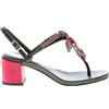 EMANUELA CARUSO scarpe donna Sandalo infradito in pelle nero snake pietre rosso