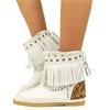 KikkiLine Calzature Stivaletti Donna Indianini Bianchi con Frange Made in Italy