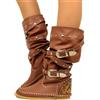 KikkiLine Calzature Indianini Ibiza in Vera Pelle Cuoio con Fibbie KikkiLine