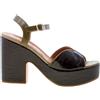 CHIE MIHARA scarpe donna Sandalo Dede in pelle stampa cocco nero verde Platform