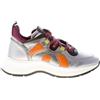 HOGAN scarpe donna sneaker H585 Speedy Run pelle argento arancio HXW5850DU70QAI0