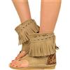 KikkiLine Calzature Stivaletti Donna Indianini Infradito Cuoio con Frange Made in Italy