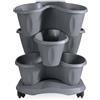 BAMA VASI PER PIANTE - VASO FIORIERA TRIFOGLIO SET 3 PEZZI CON SOTTOVASO E RUOTE
