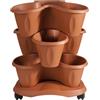 BAMA VASI PER PIANTE - VASO FIORIERA TRIFOGLIO SET 3 PEZZI CON SOTTOVASO E RUOTE