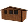 BricoShop24 Casetta in Legno impregnata Marrone 4x3 mt 34 mm