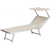 Biacchi Gianfranco Lettino Mare Pieghevole Beige Leggero Alluminio Sole Stabilimento Spiaggia Prato