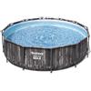 BestWay Piscina Fuori Terra con Telaio Rotonda Effetto Legno Scaletta Filtro Pompa Frame
