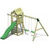BricoShop24 Parco Giochi Bimbi da Giardino in Legno Torretta Altalena Scivolo Corda