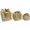 MAZZEO SET 3 PACCHI REGALO NATALIZI LUMINOSI diverse misure e decorazioni