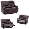 MyLiving Divano a due 2 Posti Reclinabile Relax Marrone Ecopelle Poggiapiedi Poggiatesta