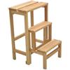 BricoShop24 Scaletta 3 Gradini in Legno Salvaspazio Richiudibile Domestica Banchetto Lavoro