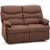 MyLiving Divano a Due 2 Posti in Tessuto Marrone Relax Reclinabile Poggiapiedi Salotto