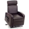 MyLiving Poltrona Alzapersona Marrone con Motore Elettrica Reclinabile Ecopelle Anziani