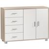 BricoShop24 Madia Olmo Bianco Credenza Mobile 2 Ante 4 Cassetti Contenitore Salone