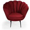 BricoShop24 Poltroncina Poltrona a Conchiglia in Velluto Rosso da Ufficio Sala Sedia Moderna