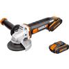 Worx Smerigliatrice Angolare a Batteria 2 Batt. 20V 2,0Ah Worx Wx800