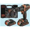 BLACK+DECKER TRAPANO PERCUSSORE BLACK & DECKER 2 BATTERIE LITIO 18 V - BDCHD18BOA + ACCESSORI