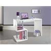 TopQuality Furniture Scrivania Bianca Laccata Lucida 100 cm con Ripiani Libreria