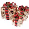 MAZZEO SET 3 PACCHI REGALO NATALIZI LUMINOSI diverse misure e decorazioni