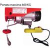 Excel Paranco Elettrico a Fune Portata 600 Kg Montacarichi per Legna Sollevatore Tiro