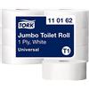 Tork 110162 Rotoli di Carta igienica Jumbo Advanced a lunga durata, compatibile con sistema T1, 1 velo, 1 x 6 rotoli (6 x 500 m), 2500 strappi x rotolo, bianco