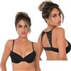 Reggiseno donna push up intimo sexy bra nero imbottito con spalline in pizzo