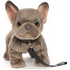 Uni-Toys - Bulldog francese con guinzaglio - 26 cm (lunghezza) - Cane, animali domestici - peluche peluche - grigio HT-30145