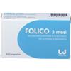 LJ PHARMA Srl Folico 3 Mesi Integratore Acido Folico 90 Compresse