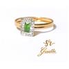 Oro 18kt 750 € Anello Solitario Toppa Verde In Oro 18kt 750% Con Strass List 285€