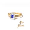Oro 18kt 750 € Anello Solitario Toppa Blue In Oro 18kt 750% Con Strass List 285€