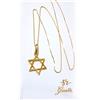 Oro 18kt Collana Veneziana in ORO GIALLO 45CM Con Stella David ORO 18 KT 750% List. 355€