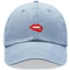 Cap Base Red Lips Biting Cappellino Baseball Vintage Wash Unisex