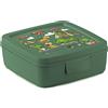 Snips Porta Sandwich | Porta Sandwich Bambino | Decoro Dinosauro | Porta Merenda Bambini |Contenitore per Cibo | 14, 5x 14,5x 5,5 cm |Colore Verde | Made in Italy | 0% BPA
