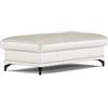 CAVADORE Sgabello Castiel con piedini in metallo nero opaco, ideale come poggiapiedi, 138 x 48 x 71 cm, in vera pelle, colore: bianco