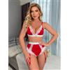 Biancheria Intima Set Slip Sgambato Reggiseno Culotte Rosso Natale Raso 073041